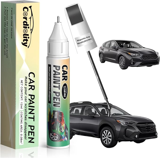 M3/P8Y Magnetite Gray Metallic Touch Up Paint for Subaru, Color Accurate Car Paint Scratch Repair Pen, Quick & Easy Fix Automotive Chips and Nicks