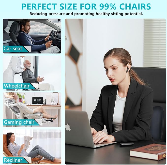 FLORICH Lumbar Support with Car headrest Back Pillow for Chair Headrest Pillow with Gel Memory Foam Massage Point Memory Foam Back Pillow for Office Chair(Light Black)
