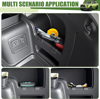 Trunk Organizer for 2010-2024 Toyota 4Runner 5-Seat 2nd Row(NOT Fit 7-Seat 3rd Row), Rear Storage Box Bin Cargo Tray for 10-24 4 Runner Interior Accessories(Right Side Hanging/Without Speaker)