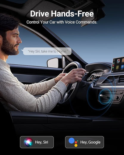 ZUCWO 2-in-1 Mini Wireless CarPlay Adapter for iPhone & Android, Plug and Play, Low Latency, Portable Carplay Adapter Converts Wired to Wireless CarPlay for Car from 2016+