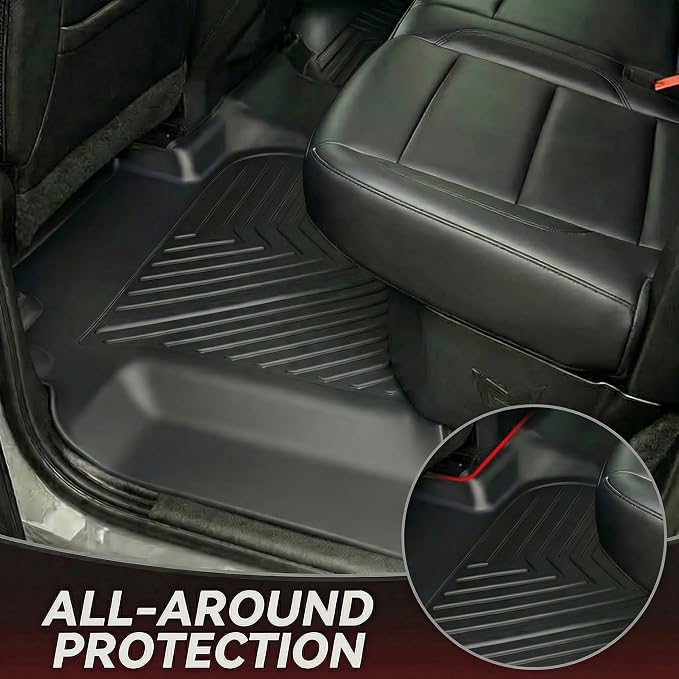 YITAMOTOR Floor Mats for 2019-2026 Chevrolet Silverado/GMC Sierra 1500 & 2020-2026 Chevy Silverado/GMC Sierra 2500HD/3500HD Crew Cab With Underseat Storage Box Bucket Seat, 1st & 2nd Row, Black