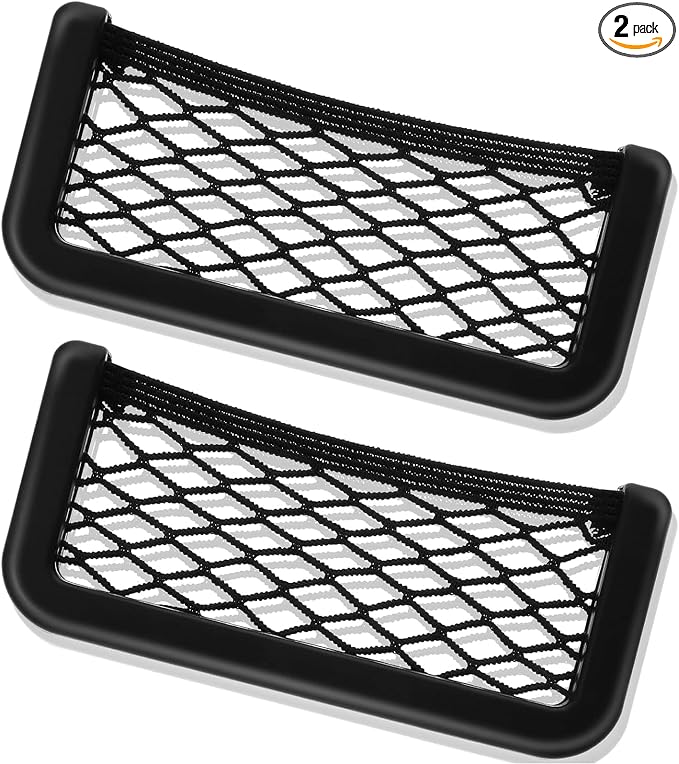 Frienda 2 Pcs Boat Storage Net Bag, ABS Plastic Car Framed Mesh Net Holder, Phone & Cargo Organizer with Screws for Auto, Rv, Boat, Pontoon, Truck Pocket Storage (6.7 x 3.15 Inch)