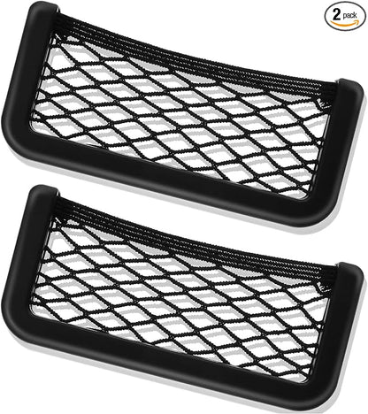 Frienda 2 Pcs Boat Storage Net Bag, ABS Plastic Car Framed Mesh Net Holder, Phone & Cargo Organizer with Screws for Auto, Rv, Boat, Pontoon, Truck Pocket Storage (6.7 x 3.15 Inch)