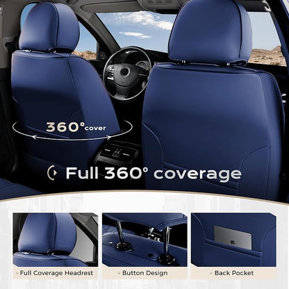 Coverado Car Seat Covers Front Seats, Seat Covers for Cars, Car Seat Protector, 2-Pack Car Seat Cushion Nappa Leather, Waterproof Seat Covers Carseat Cover Universal Fit for Most Cars Trucks(Blue)