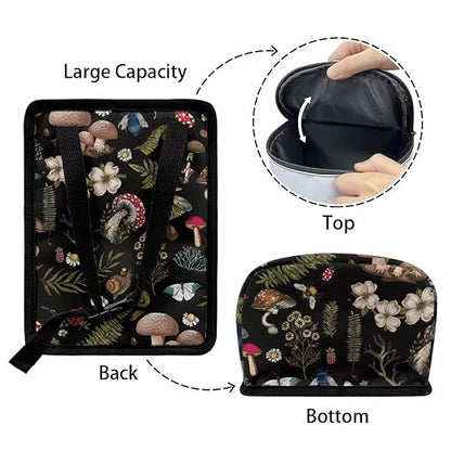 Auto Trash Can, Dark Wild Mushroom Ferns Printed, Manual-Lift, 14"W x 14"H x 14"D