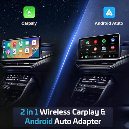 Wireless CarPlay Adapter, 2-in-1 Wireless CarPlay & Android Auto Dongle, 1-Click Multi-Device Switch, Fast Auto Reconnect, OTA Upgrade, USB‑C, for iOS 10+/Android 11+ & Factory Wired CarPlay Cars