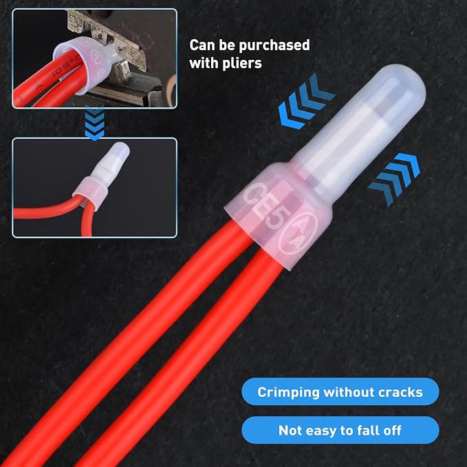 Nilight 300PCS CE5 Closed End Crimp Terminal 12-10 Gauge Nylon Insulated Closed End Wire Cap Wire Connectors Crimp Cap Terminals Connectors for Automotive Car Truck Boats Marine Electrical Wiring