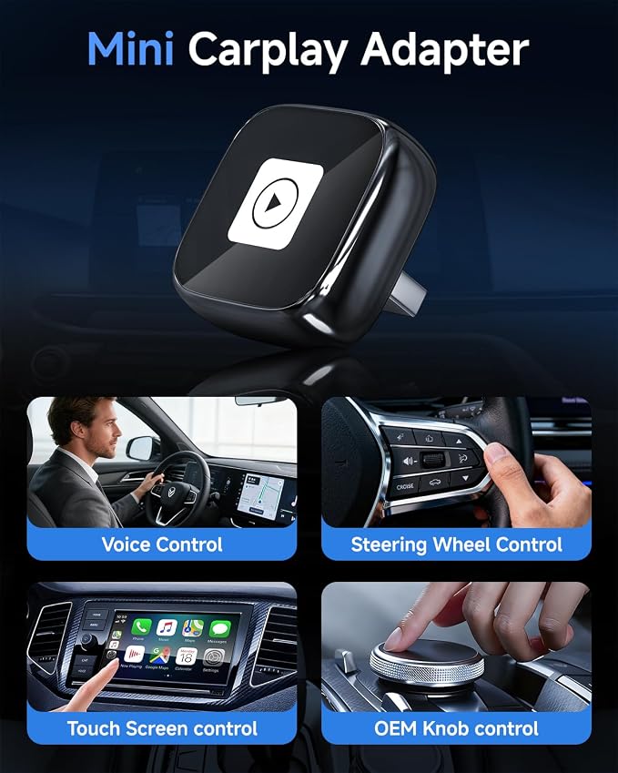 AI Box Carplay,Wireless Carplay Adapter Support Apple CarPlay & Android Auto, Plug & Play, Car Play Adapter with Fast & Stable Auto-Connect,Zero Lag for Apple iOS 10+, Android 11+ Version