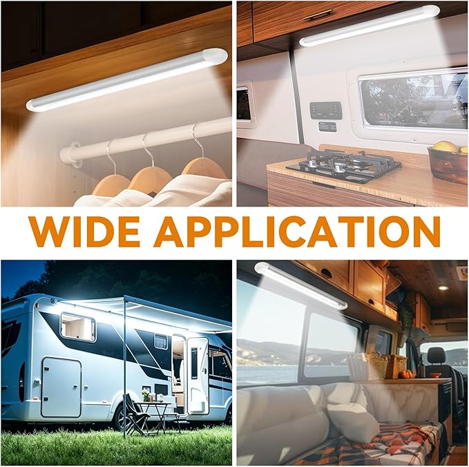 RVZONE 12V LED Interior Light Bar | 120LEDs 1800LM 8W DC 12 Volt led Strip Lights with ON/Off Switch RV Led Lights Interior for Camper Truck Van Boat Trailer Cargo Lights Fixture Motorhome (4Pack)