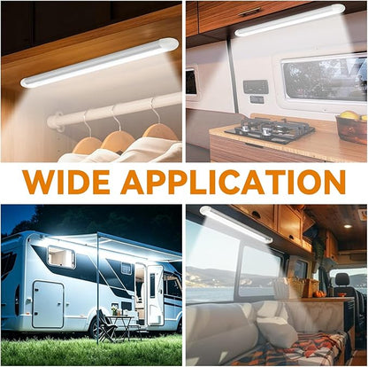 RVZONE 12V LED Interior Light Bar | 120LEDs 1800LM 8W DC 12 Volt led Strip Lights with ON/Off Switch RV Led Lights Interior for Camper Truck Van Boat Trailer Cargo Lights Fixture Motorhome (4Pack)