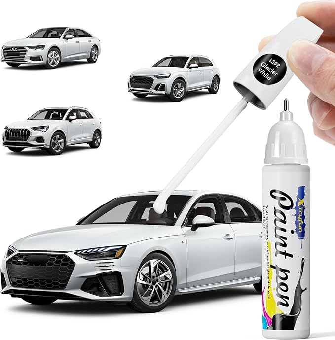 LS9R Glacier White Touch Up Paint Compatible with Audi, DIY Car Paint Scratch Repair, Quick & Easy Fix Automotive Scratch Repair for Q3/Q4/Q5/Q7/Q8/A3/A4/A5/A6/A7/A8/E-Tron/R8/TT