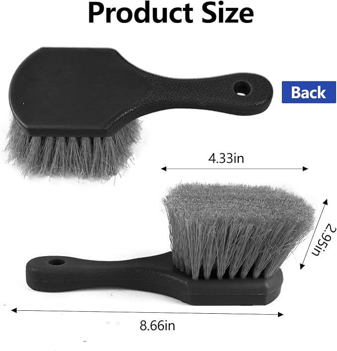 Hovom Car Wash Brush for Tire & Wheel Rim, Soft Bristle Wheel Cleaning Brushes, Short Handle Tire Cleaner Brush Releases Dirt and Road Grime, Universal Car Cleaning Supplies (Black)