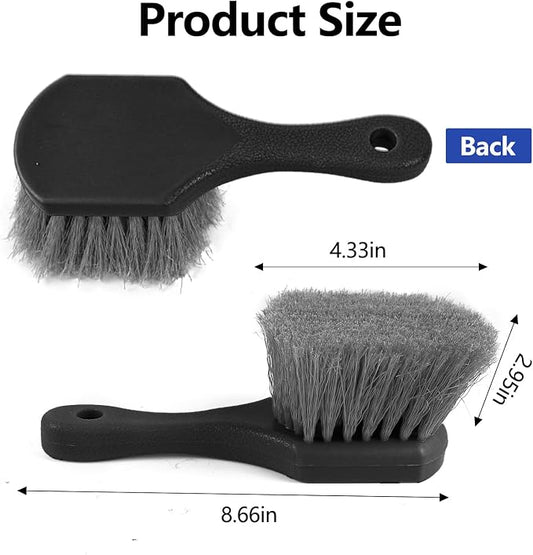 Hovom Car Wash Brush for Tire & Wheel Rim, Soft Bristle Wheel Cleaning Brushes, Short Handle Tire Cleaner Brush Releases Dirt and Road Grime, Universal Car Cleaning Supplies (Black)