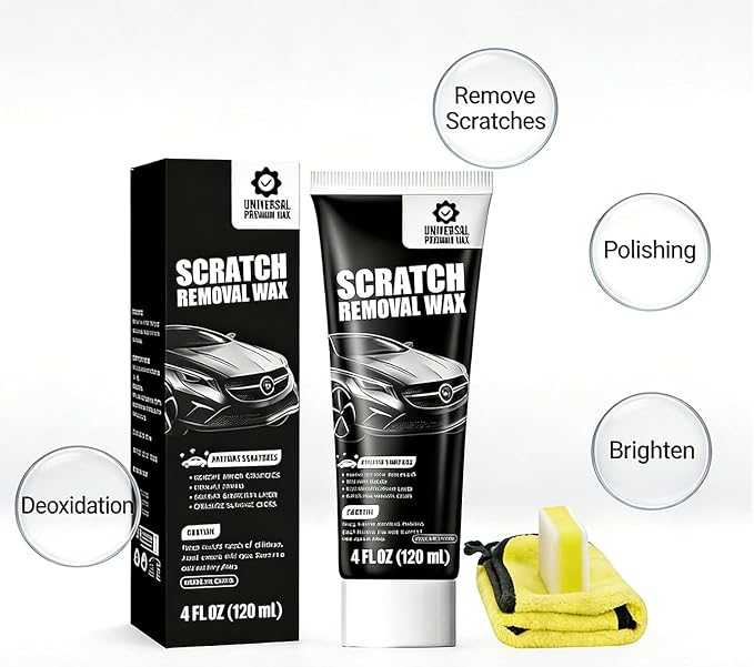 Car Scratch Remover (2-Pack) - Premium Auto Paint Restorer Wax to Easily Repair Minor Scuffs, Blemishes & Oxidation, Includes Applicator Sponge & Microfiber Towel