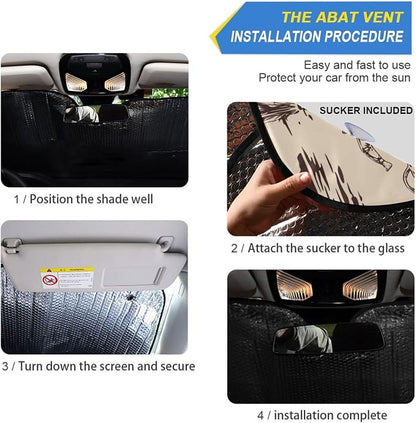 West Cactus Cowboy Windshield Sun Shade for Car Auto SUV Truck Foldable Front Window Sunshade Sun Visor Protector Block UV Rays Reflect Heat, 55" x 28"