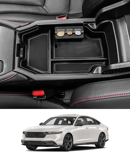 2023-2025 2026 Accord Hybrid Center Console Organizer for Honda Accord (LX/SE/EX/EX-L/Sport/Sport-L/Touring), Durable ABS Plastic Console Tray Insert 2026 Accord Accessories w/Coin Holder