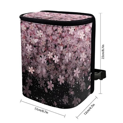Talayituse Cherry Blossom Print Car Trash Can with Lid, Leak Proof Auto Trash Bag Hanging Vehicle Garbage Can Multipurpose Storage Container for Back Seat Road Trip