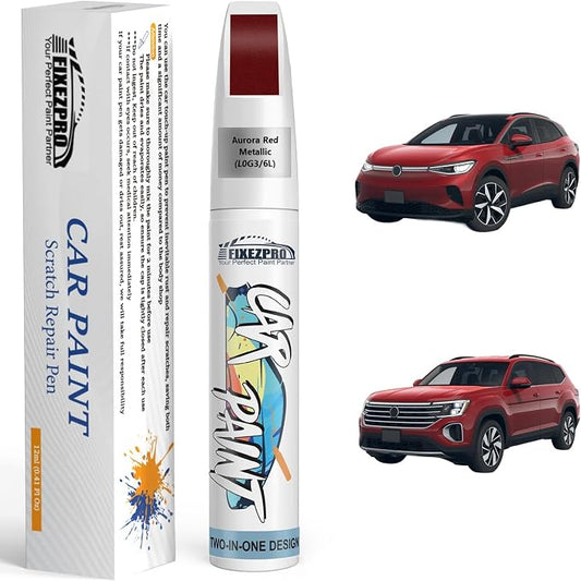 L0G3/6L Aurora Red Metallic Touch Up Paint for Volkswagen, Exact Color Match Car Paint Scratch Repair Remover Pen Kit Quick & Easy Fix Vehicle Chips and Automotive Nicks and Scuff