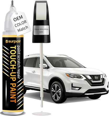 Glacier White/White QAK Touch up Paint for Nissan OEM Color Match Car Scratch Repair Kit for Nicks & Chips Scratches Quick & Easy Paint Fix 2-In-1 Car Scratch Remover Pen