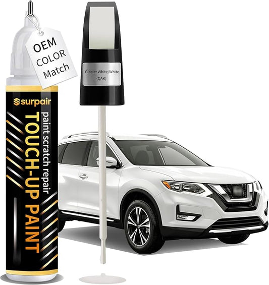 Glacier White/White QAK Touch up Paint for Nissan OEM Color Match Car Scratch Repair Kit for Nicks & Chips Scratches Quick & Easy Paint Fix 2-In-1 Car Scratch Remover Pen