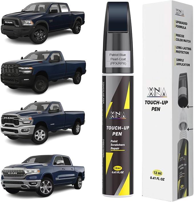 XNA Patriot Blue Pearl-Coat(PPX/RPX) for Dodge Ram Touch Up Paint, 2 in 1 Car Scratch Remover with Pen Tip and Brush, Exact Color-Matched for Car Paint Scratch Repair, Quick & Easy Fix Chips and Nicks