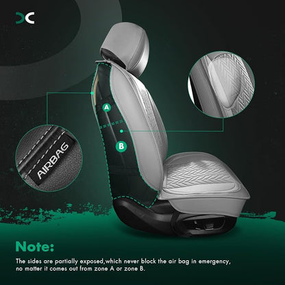 SCITOO 2PCS Car Seat Covers, Waterproof Front Seat Covers Automotive Seat Covers Vehicle Seat Covers Car Seat Protector Seat Cover Set for Cars SUV Pick-up Truck Sedan (2PCS Front, Gray)