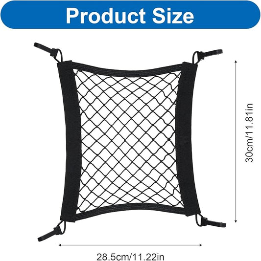 1 Pack Cargo Net for Motorcycle, Small Bungee Storage Net 12" x 11", Cargo Nets Helmet Luggage Nets, Elastic Bungee Mesh with 4 Hooks, Secure Gears & Helmet On Bike, ATV, Scooter, Black