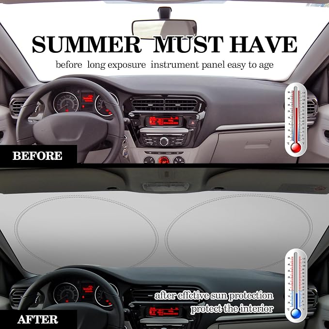 Woanger Windshield Sun Shade Foldable Car Front Window Covers for Car Accessories Sun Heat UV Rays Visor Protector Protection for Universal Cars SUV Truck (Solid Style)