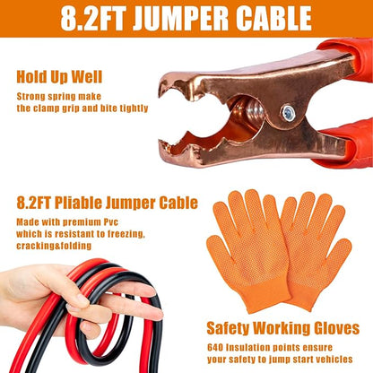 Car Roadside Emergency Kit, Car Safety Kit Portable Car Kits for Emergency with Jumper Cable, Safety Hammer, Orange