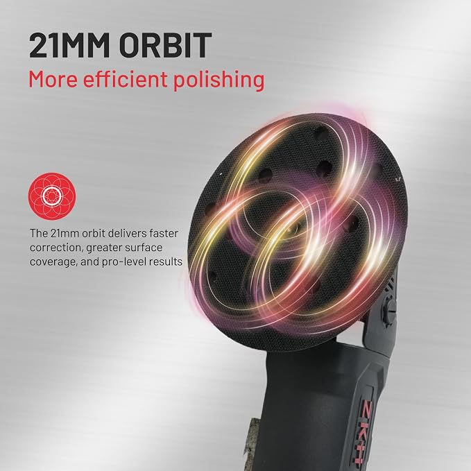 ZKH Buffer Polisher, 6 Inch Car Buffers and Polishers Kit, 21mm Orbit Dual Action Polisher with 1000W Powerful Motor, 4800OPM Buffer Polisher for Car Detailing and Waxing