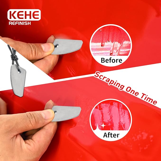 Automobile Spray Paint Point Repair Scraper,Carbide Tungsten Repair Shark Scraper Tool Paint File for Edge Banding, Denibbing, and Spot Repair