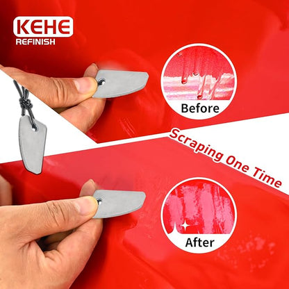 Automobile Spray Paint Point Repair Scraper,Carbide Tungsten Repair Shark Scraper Tool Paint File for Edge Banding, Denibbing, and Spot Repair