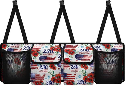 250 Years Trunk Storage Organizer Backseat Hanging Storage Bag with 4 Pockets & 3 Adjustable Straps Adjustable & Waterproof Car Interior Accessories for Most Cars