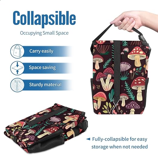Car Trash Can – Multi-Purpose, Lightweight and Portable with Durable Water-Resistant Coating, No Installation Required, Practical and Ample Capacity, Variety of Colors.Mushroom