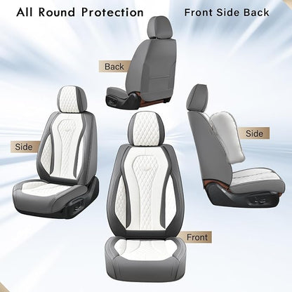 Coverado Seat Covers, Car Seat Covers Front Seats, Car Seat Cover, Waterproof Car Seat Covers, Car Seat Cushion, Front Car Seat Covers Leatherette Car Seat Protector Universal Fit Most Cars White