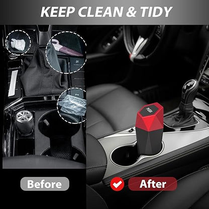 Car Cup Holder Trash Can, Car Trash Can with Lid, Mini Portable Trash Bin for Cars, Small Automatic Garbage Bin, Leakproof Cup Holder Trash Bin for Auto,Home,Office, Car Accessories (1, Red)