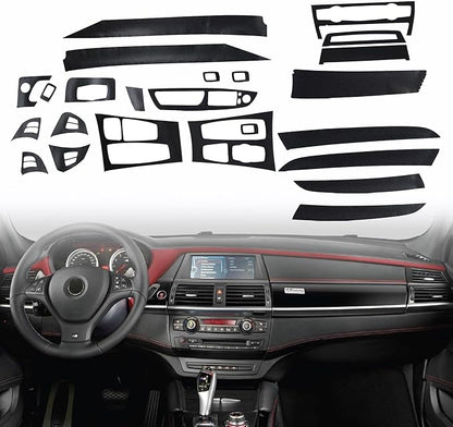 GXARTS Black 3D Carbon Fiber Car Interior Decor Kits Trim Sticker Compatible with BMW X5 E70 X6 E71 2008 2009 2010 2011 2012 2013 2014