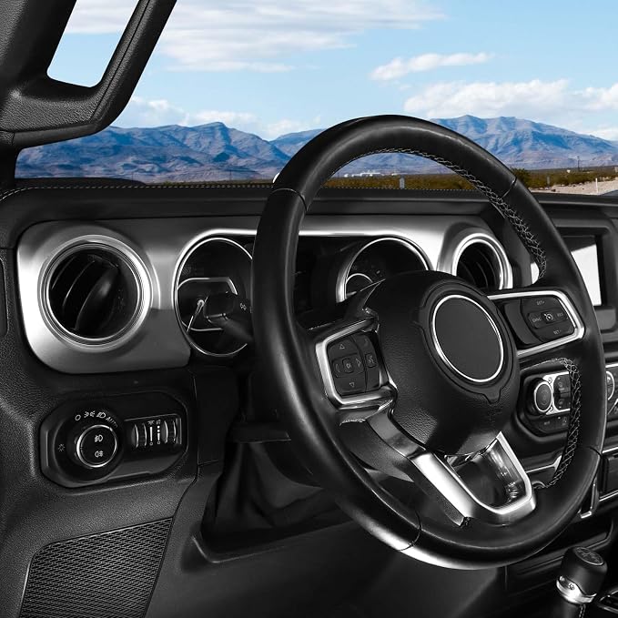 for JL Dashboard Decorative Panel Cover, Center Console Trim Cover Kit Compatible with 2018-2023 Jeep Wrangler JL JLU & Jeep Gladiator JT(Silver)