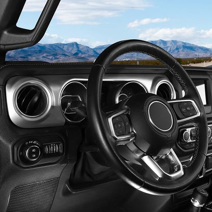 for JL Dashboard Decorative Panel Cover, Center Console Trim Cover Kit Compatible with 2018-2023 Jeep Wrangler JL JLU & Jeep Gladiator JT(Silver)