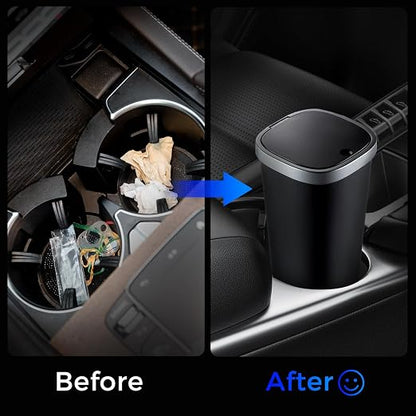 CoBak Car Trash Can with Pop-Up Lid - Elegant Cup Holder or Door Side Trash Container for a Clean and Organized Car Garage