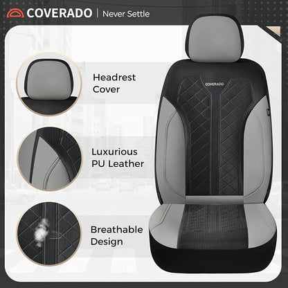 Coverado Car Seat Covers 5 Seats, Seat Covers Full Set, Mesh Breathable Seat Protectors, 5-Piece Spill-Proof White Automotive Seat Covers, Universal Fit for SUV, Sedan, Truck