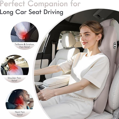 FLORICH 2-in-1 Memory Foam Car Seat Lumbar Support with Headrest Pillow Ergonomic Car Headrest & Lumbar Cushion Back Support Pillow Car Seat Cushion for Driving Neck Back Pain Relief, Gray