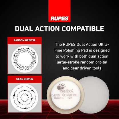 RUPES 9.DA70S/4 Pack of 4 White D-A Ultra-Fine Polishing Foam Pads 70mm | Ideal for Paint Correction & Gloss Enhancement | Removes Extremely Fine Defects | Compatible with 2.75" Backing Plate