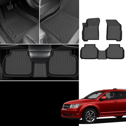 Floor Mats for Dodge Journey 2011 2012 2013 2014-2016 2017 2018 2019 2020, TPE 2015 Journey Floor Mats 1st & 2nd Row, TPE Waterproof Summer Winter Non-Slip All Weather Floor Liners Car Accessories