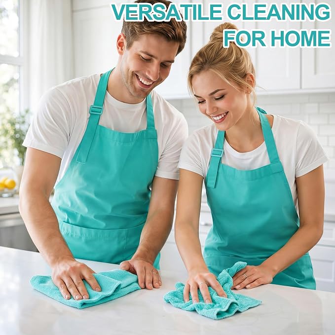 Nuenen Cleaning Cloths for Cars 16 x 16 Inch Ultra Absorbent Towels Drying Microfiber Reusable Cleaning Supplies House Kitchen Window Microfiber Towel(Teal Blue,60 Pcs)