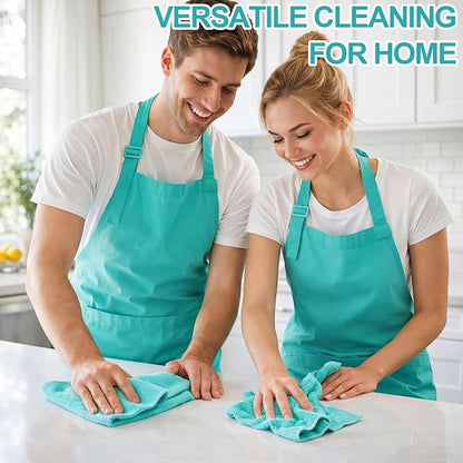 Nuenen Cleaning Cloths for Cars 16 x 16 Inch Ultra Absorbent Towels Drying Microfiber Reusable Cleaning Supplies House Kitchen Window Microfiber Towel(Teal Blue,60 Pcs)