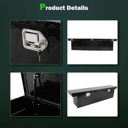 SCITOO 60" Aluminum Diamond Plate Truck Bed Tool Box,Heavy Duty Crossover Storage for Most Full Size Pickups,Lockable Weatherproof Chest,Fits 60"WX14"DX14"H Truck Beds,Easy Access to Load and Unload