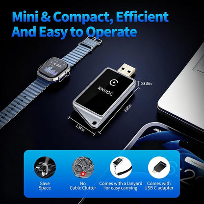 Wireless CarPlay Adapter for Apple iPhone - Zero Lag, Plug-and-Play Auto Connect WIFI & Bluetooth Control for Cars | Turns Factory Wired CarPlay to Wireless, from iOS 10+ to Screen w/USB C Car Adapter