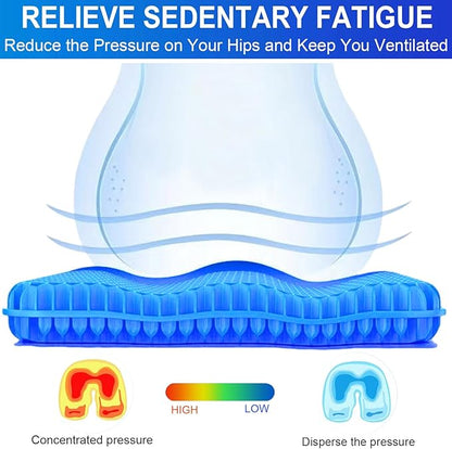 Gel Seat Cushion for Long Sitting Pressure Relief(Super Large & Thick) - Gel Cushions for Office Chairs - Tailbone Pain Relief Cushion, Sciatica & Back Support, Wheelchair Cushions & Car Seat Cushion