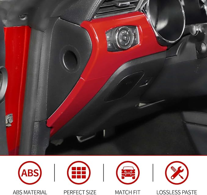 CheroCar for Mustang Center Console Dashboard Panel Trim Cover Kit Meter Frame Interior Decoration Accessories for Ford Mustang 2015-2025 (Red)